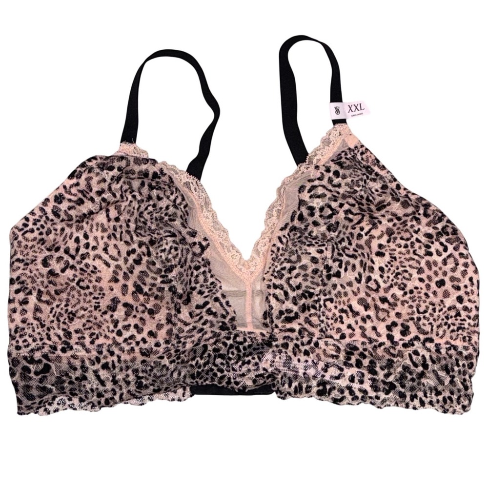Victoria's Secret Bralette Set Women XXL Pink Leopard Floral NEW Lace 3 Pack - Picture 5 of 12